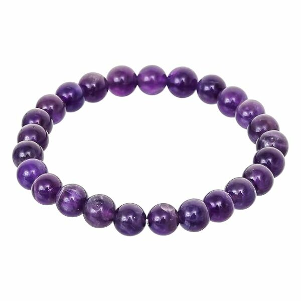 Amethyst Plain Bracelet for Women Men's Gifts - Protection Healing Crystal Bracelet - 8mm Gemstone Beaded Adjustable - Image 3