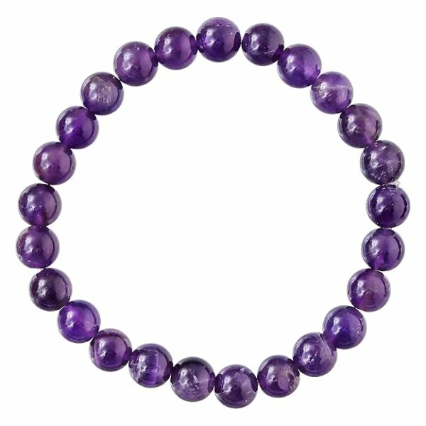 Amethyst Plain Bracelet for Women Men's Gifts - Protection Healing Crystal Bracelet - 8mm Gemstone Beaded Adjustable